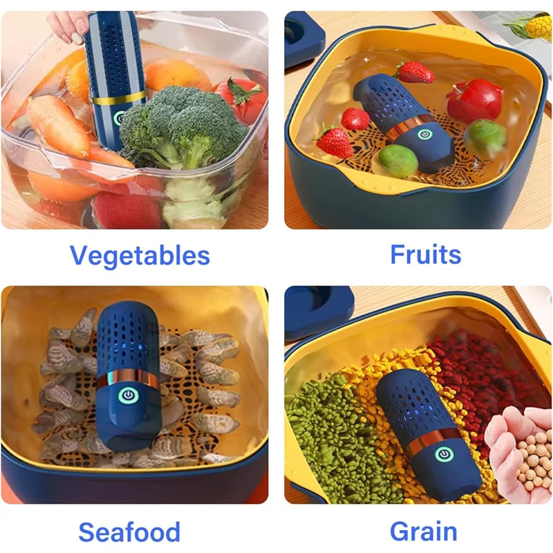 Fruit Andvegetable Cleaner Rechargeable Cleaning Machine Forvegetables Andfruits Portable Mini Food Cleaner Bluea52q