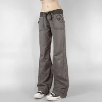 Retro Lace-up Low Rise Pants Streetwear Patchwork Loose Casual  for Women Harajuku Straight Trousers Korean Fashion - Image 3