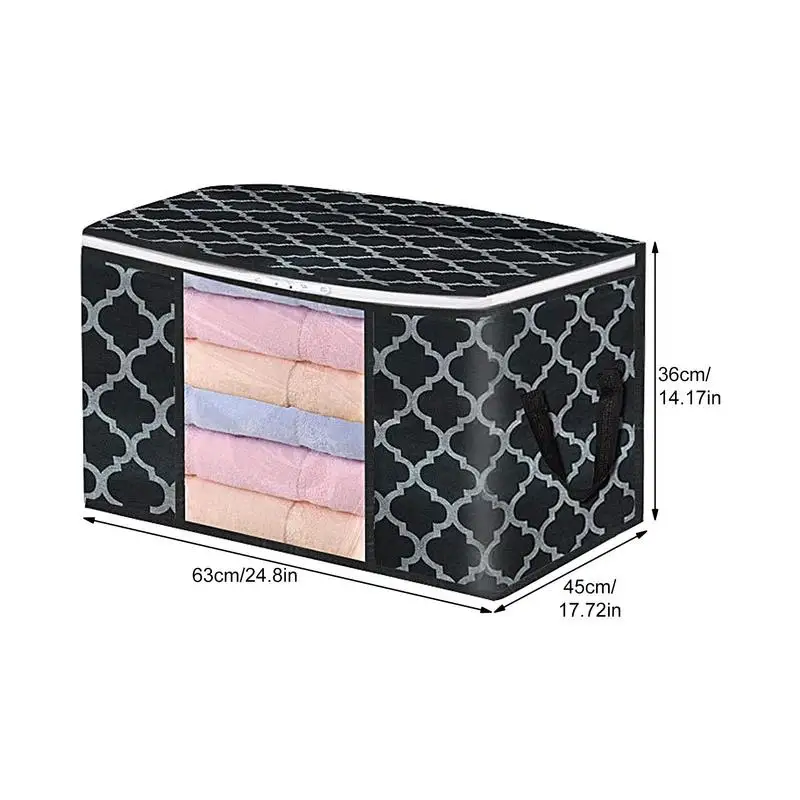 Blanket Storage Bags With Zipper Foldable Clothes Container Large Pillow Bin For Clothes Blankets Comforters Bedding Sets Sturdy 6