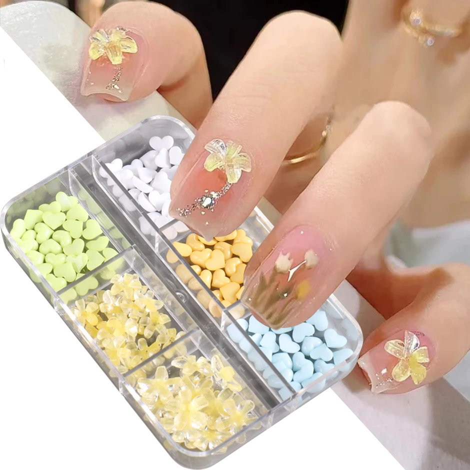 6 グリッド アクリル黒椿パール ネイル アート アクセサリー