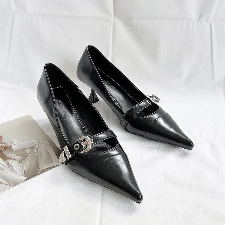 Zapatos de tacón clásicos de 6,5 cm, tacones de aguja sexis para mujer, zapatos de punta estrecha, tacones negros y rosas, tacones para mujer_voghion.com