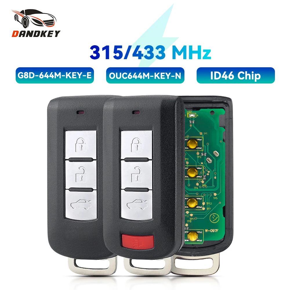 Dandkey Keyless Va La Chiave A Distanza Astuta 315Mhz 434Mhz Id46 Per Mitsubishi Lancer Outlander Mirage Asx Ouc644M-Key-N / G8D-644M-Key-E