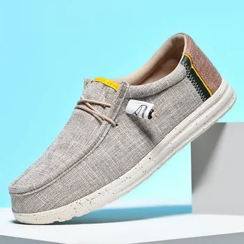 Men's Casual Canvas Shoes Breathable Slip-on Flat Loafers Large Size Casual Men's Vulcanized Shoes Designer Shoes Men