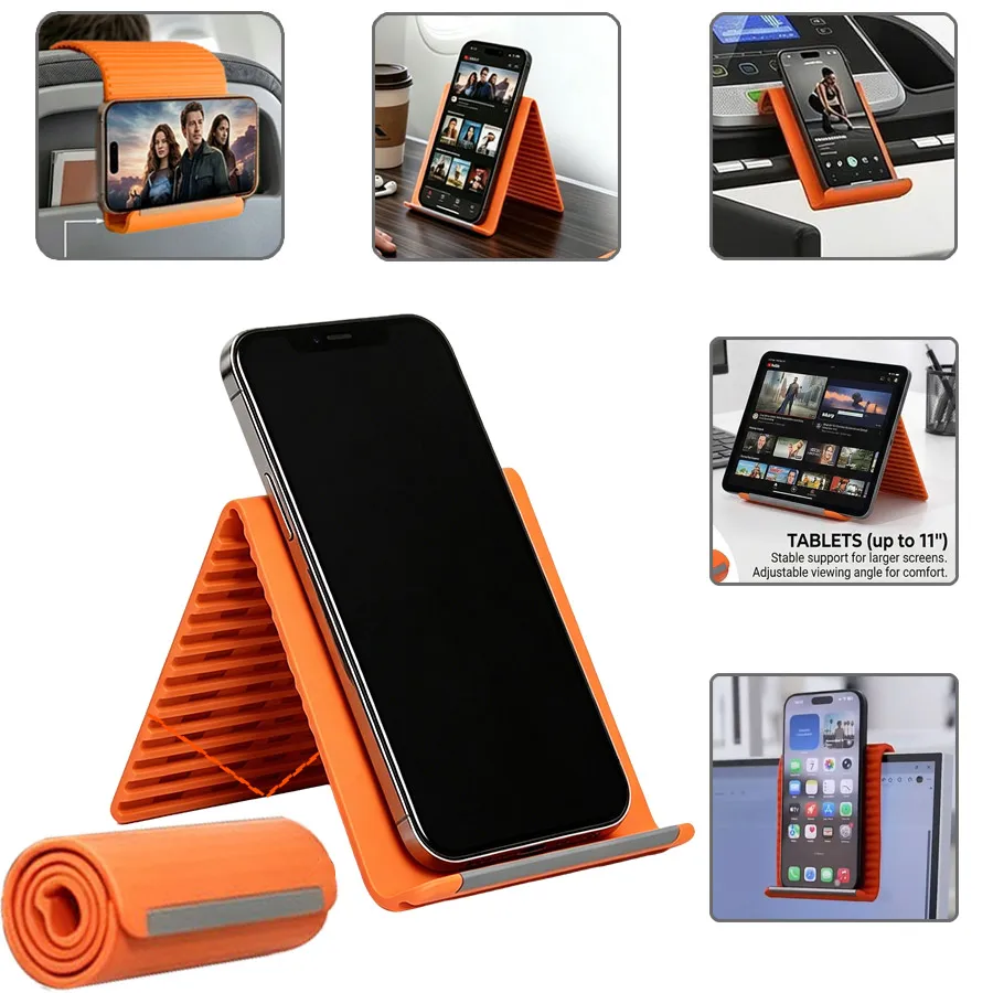 Portable and Adjustable Aluminum-Silicone Phone Stand - Non-Slip Desktop Holder