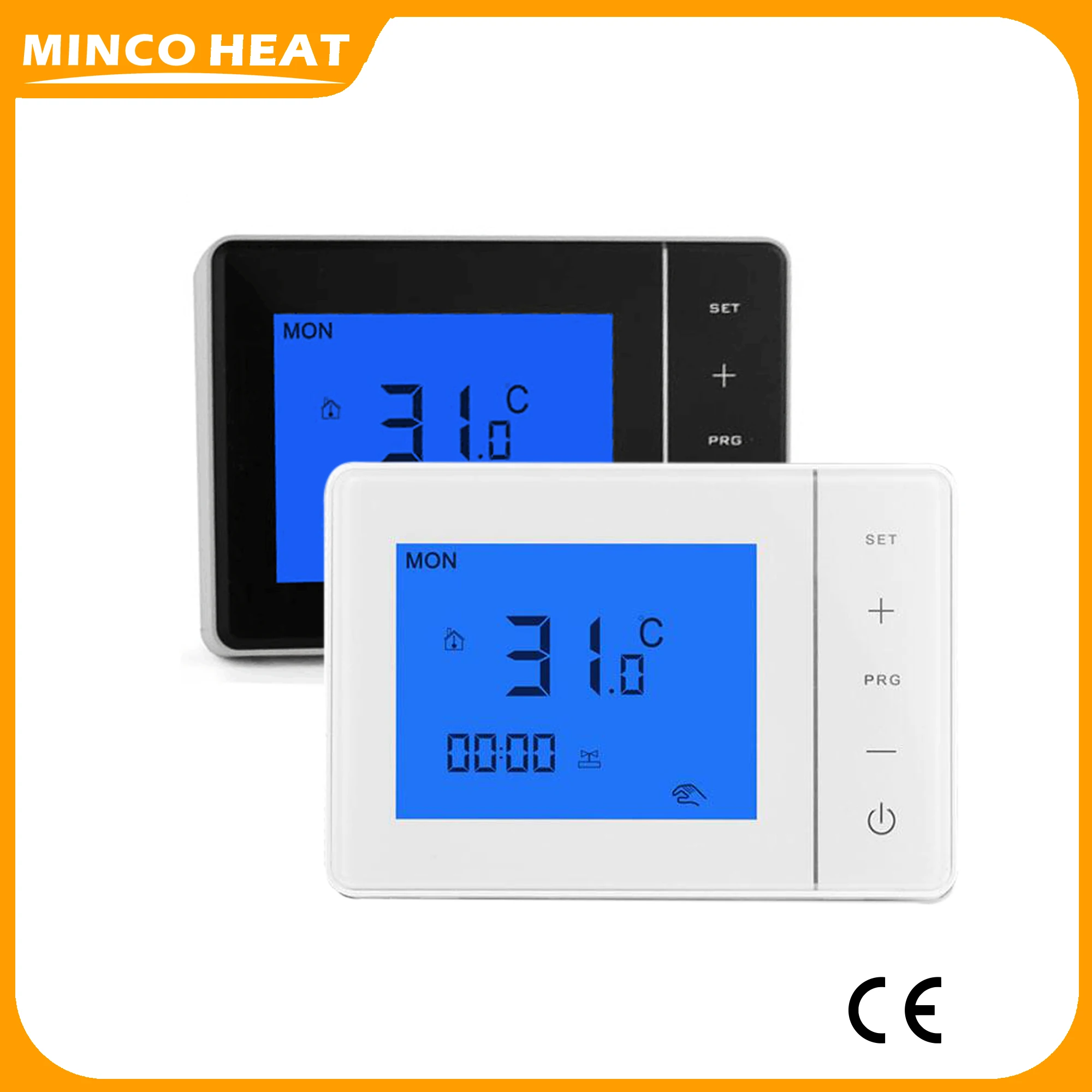 Termostato Programável da Sala do Termostato 16a do Assoalho Bonde Branco Preto do Branco Hy01we do Termostato Ac100 230v Hy01we do Calor de Minco com Sensor