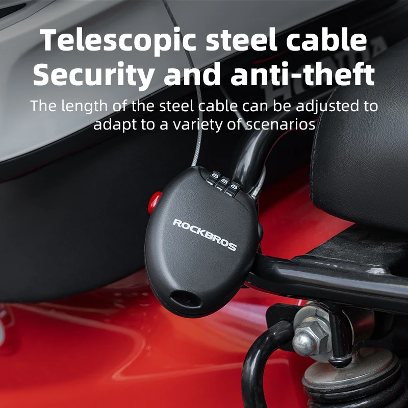 ROCKBROS TL0956 Bicycle Lock Anti-theft Portable Lightweight 3-Digit Password Cable Lock Helmet Lock Chain Backpack Bike Accessories - Image 6