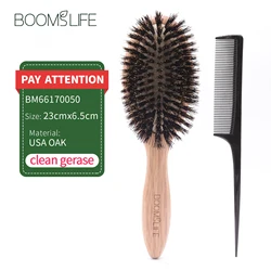 Premium Boar Bristle Hair Brush and Wooden Detangling Comb Set (2pcs small  set)