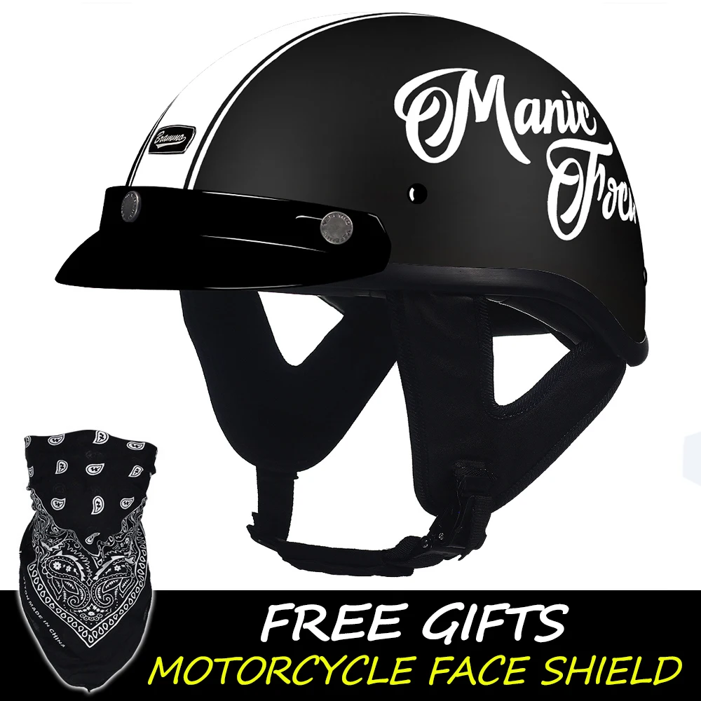 

New Matte BK Retro Half Helmet Detachable Lining Summer Motorcycle Helmet ABS Protective Materials Motorcycle Helmets Ant-iFall