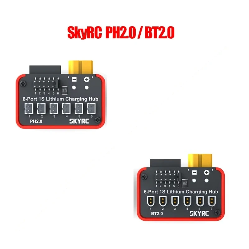 SkyRC OSH 6-Port PH2.0 / BT2.0 1S LiPo LiFe Li-ion LiHV Akku-Ladehub-Adapterplatte, kompatibel mit B6neo, B6ACneo, B6neo+ und B6neo 2