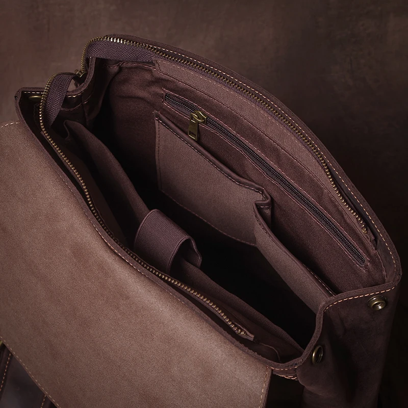 Vintage Real Leather Backpack Men Outdoor Hiking Bag Luxury Top Cowhide Travel Bag Student Schoolbag 16 inch Laptop Computer Bag 5
