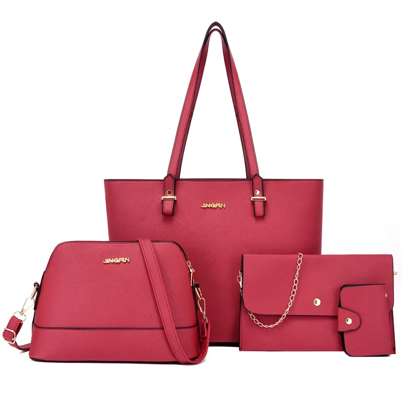 

4Pcs/Set Fashion Woman's Bag Soft Leather Shoulder Bags Simple PU Crossbody Bags Ladies Bag Set Exquisite Purse For Girls