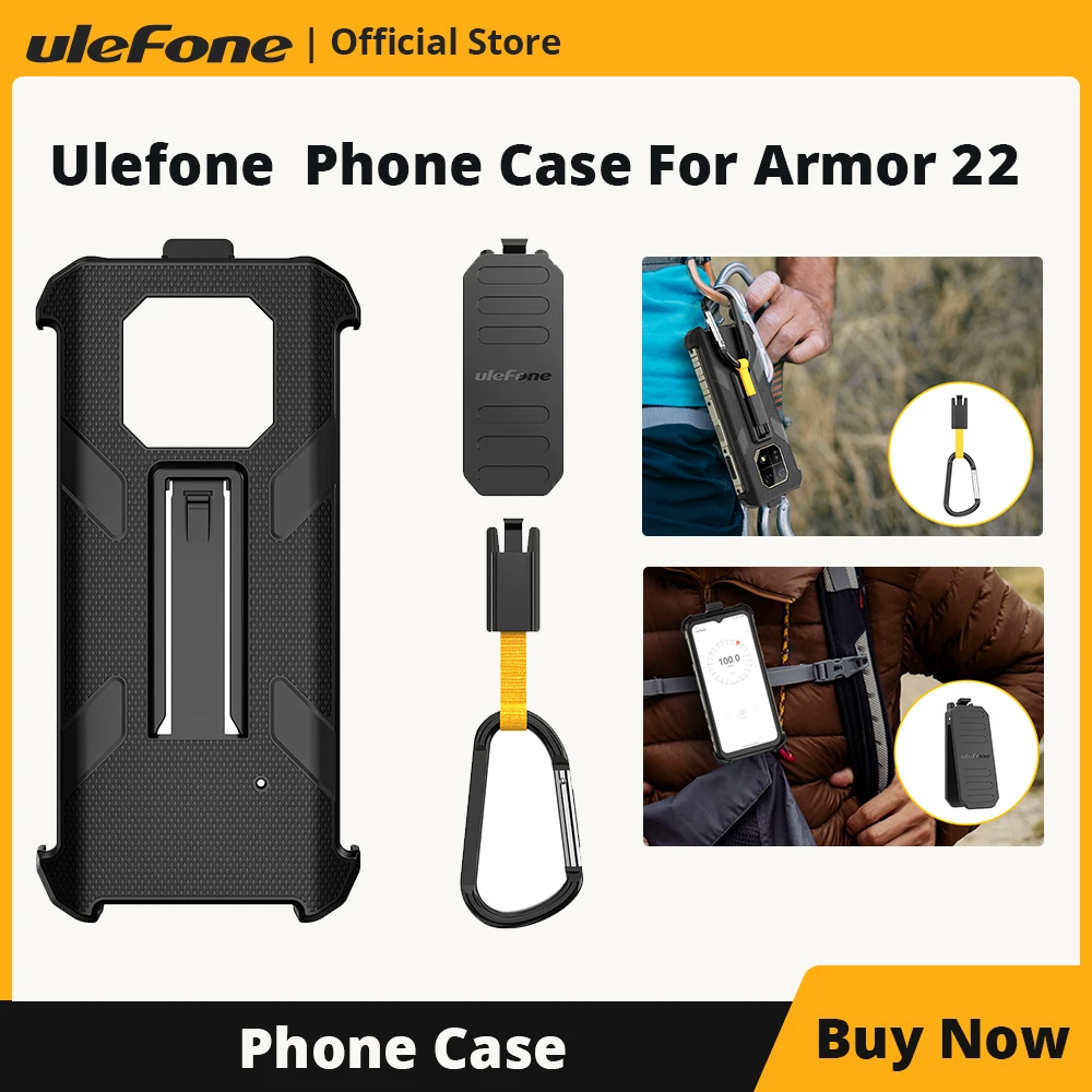 Para Ulefone Armor 21 Ulefone Back Clip Phone Case con mosquetón (negro)