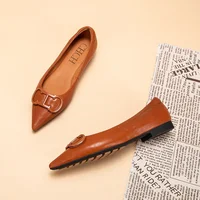 Pointed Toe Design Pure Simple Women's Flat Shoes Wear Comfortable Fashion Solid Women's Casual Shoes Vintage Classic - Image 2
