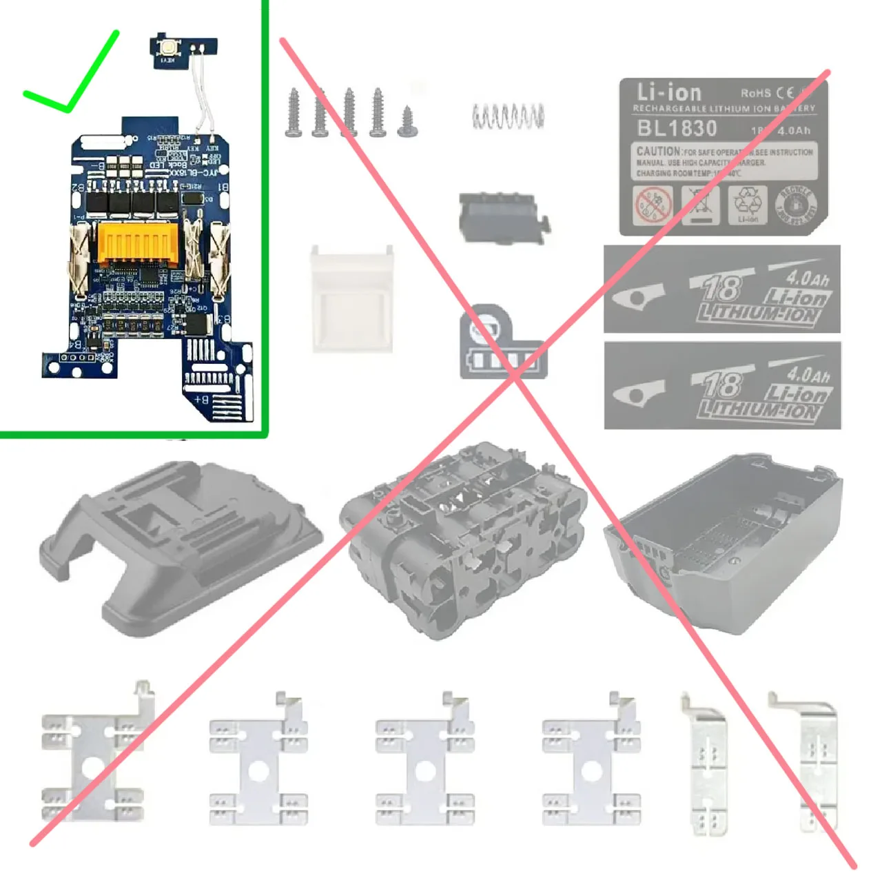 Scheda Circuito di Bilanciamento e Ricarica BMS PCBA per Batterie agli Ioni di Litio MAKITA 18V, Compatibile con BL1830 BL1860 BL1890 - immagine 4