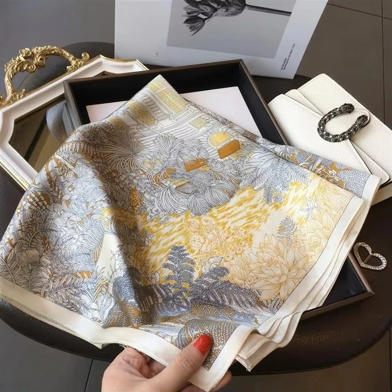 Silk Scarf Lady 70*70cm Square Soft Satin Hairband Neckerchief Tie Headband Foulard