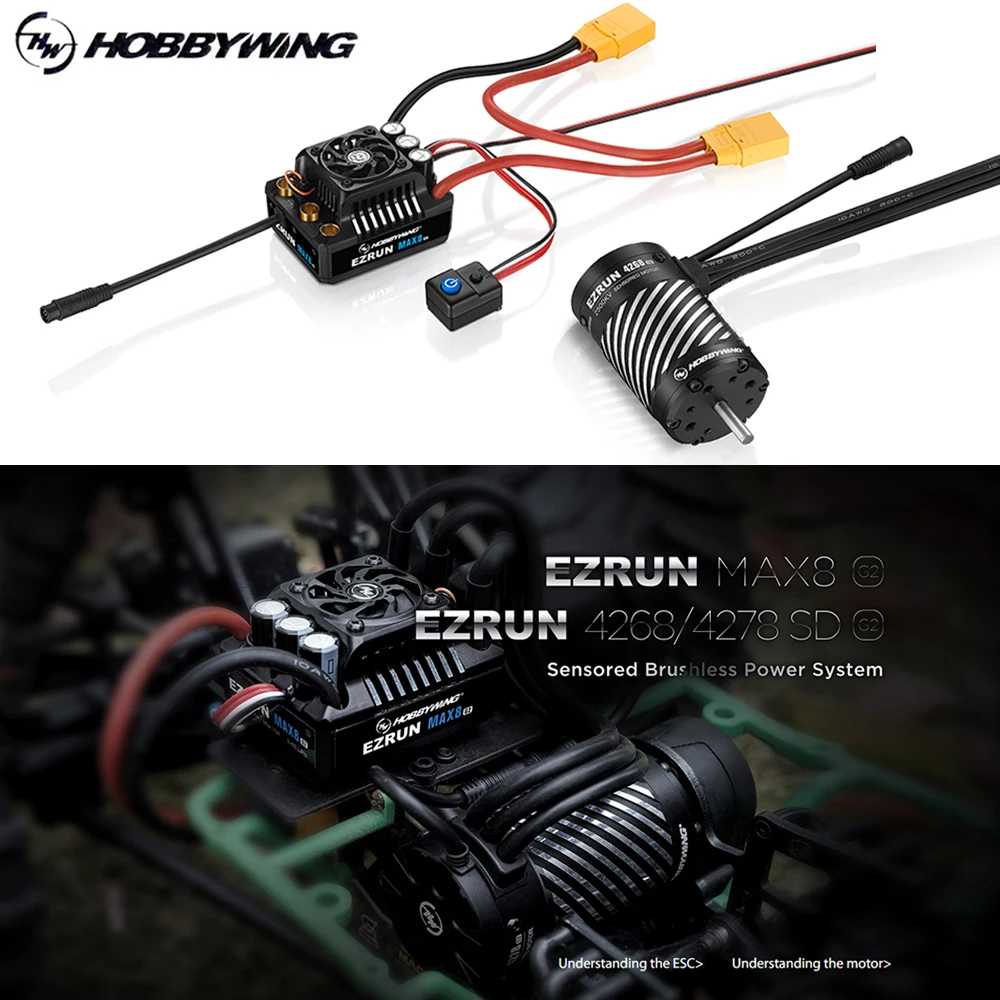 New HOBBYWING EZRUN MAX8 160A ESC 4268SD 4278SD G2 Motor Sensored Brushless Power System for 1/8 RC Car buggy monster truck |