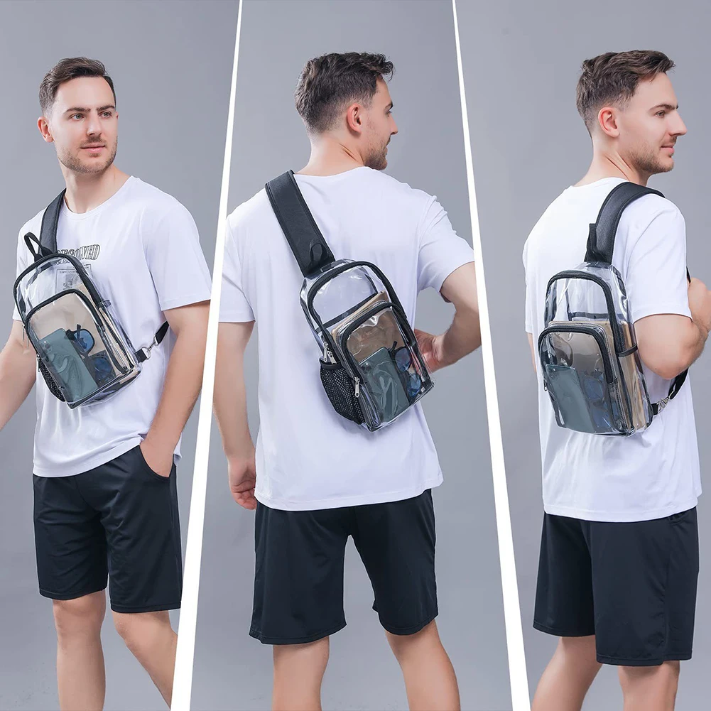 Transparent Crossbody Bag PVC Waterproof Sports Pack Protable Simple Chest Bag Fanny Pack for Outdoor Stadium Travel Water Sport