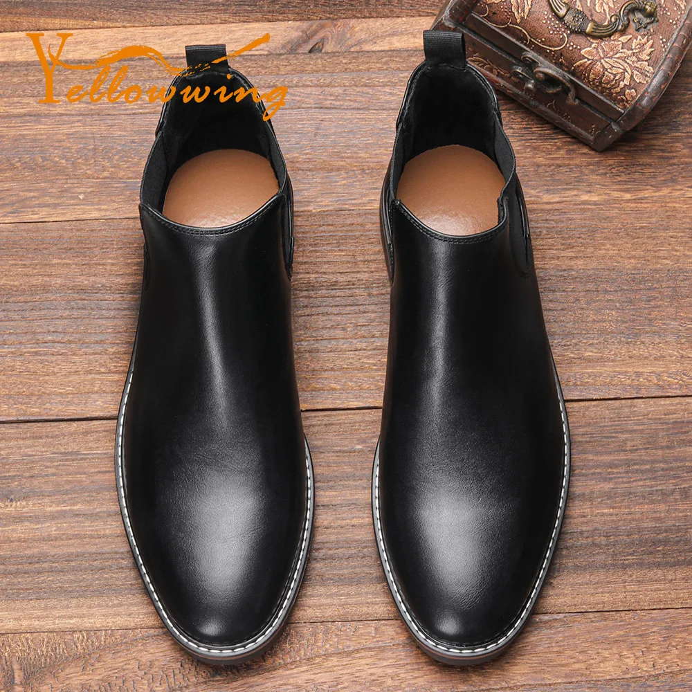Size 40-46 Men Chelsea Boots Yellowwing Brand Leather Men Ankle Boots Comfortable For #KD5232