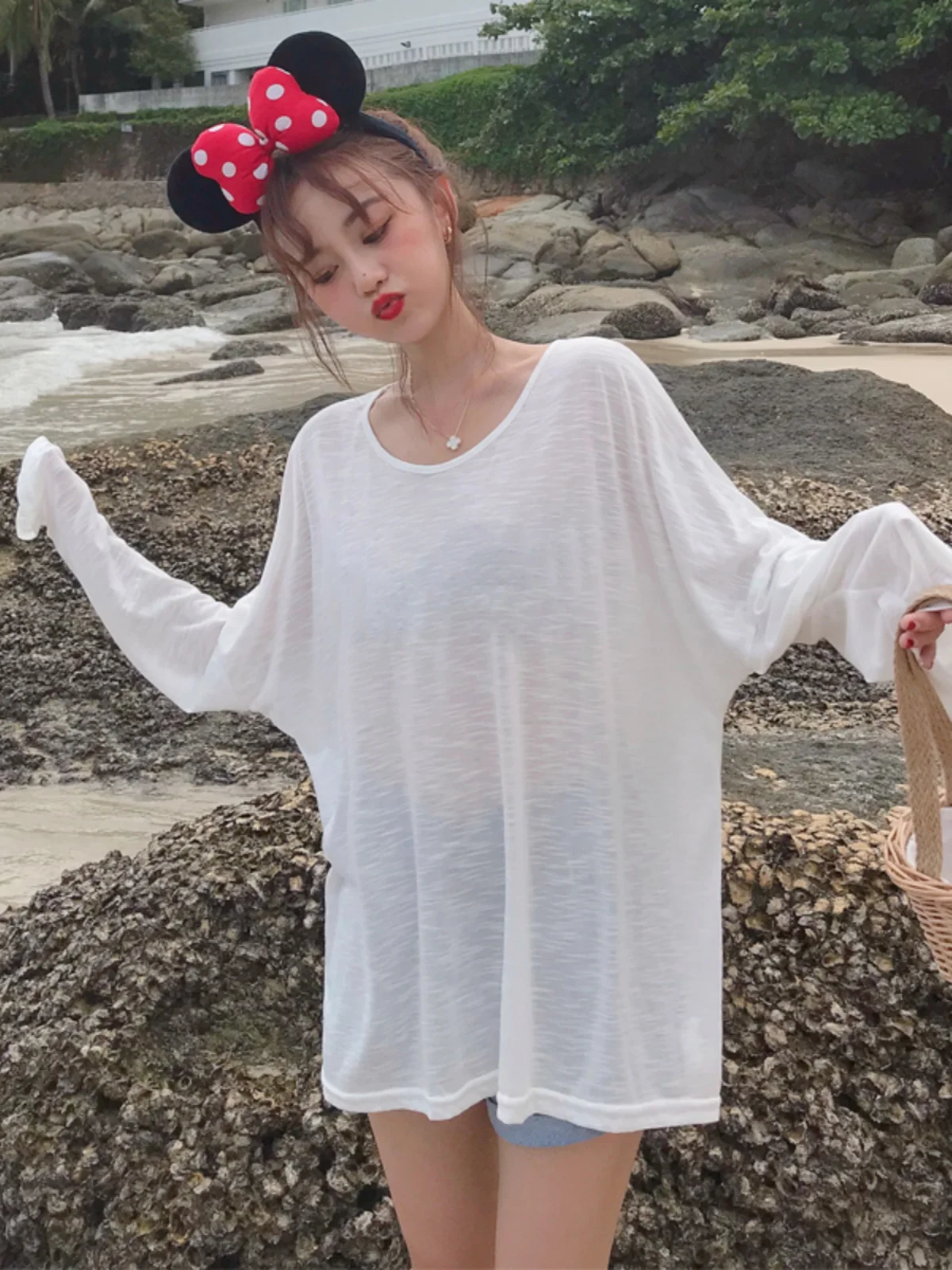 Thin Bikini Swimming Suit Women's Beach Vacation Water-Ready Overhead Cover-Up Sun Protection Outerwear for Swimming - 3