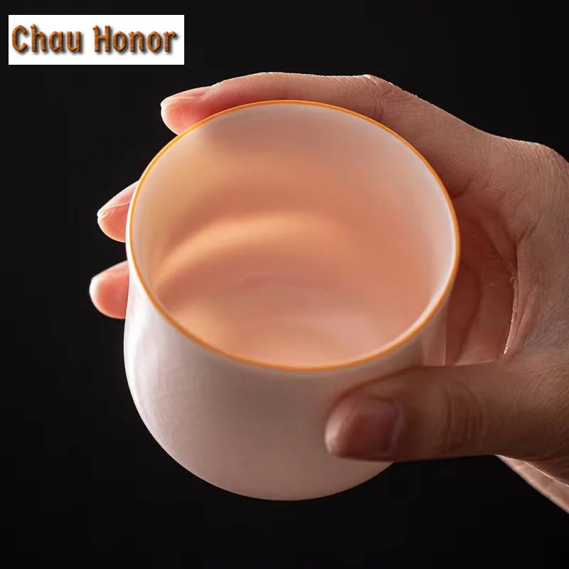 150ml Boutique Jade Grease Ru Porcelain Ceramics Teacup Handmade Household Kung Fu Tea Set Personal Cup Tea Ceremony Accessories