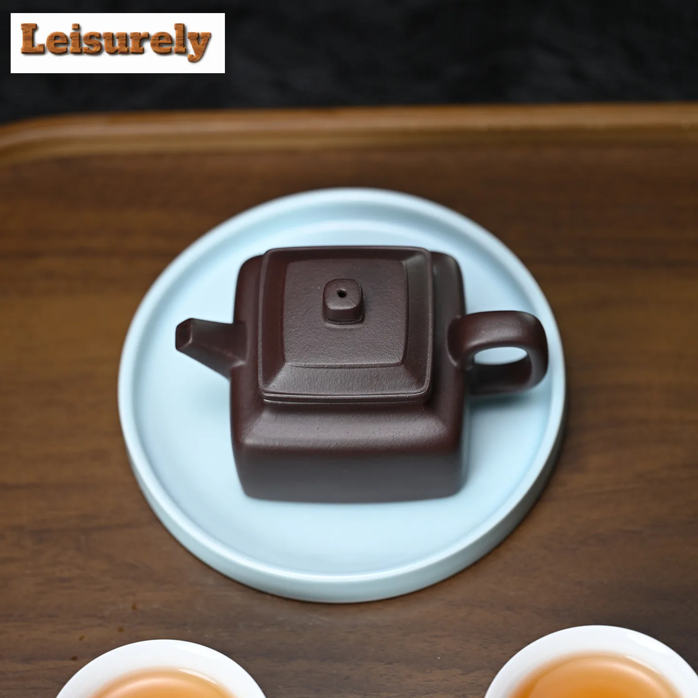 130ml Aesthetic Yixing Purple Clay Teapots Master Handmade Square Pot Raw Ore Purple Mud Tea Brewing Kettle Zisha Tea Set Craft