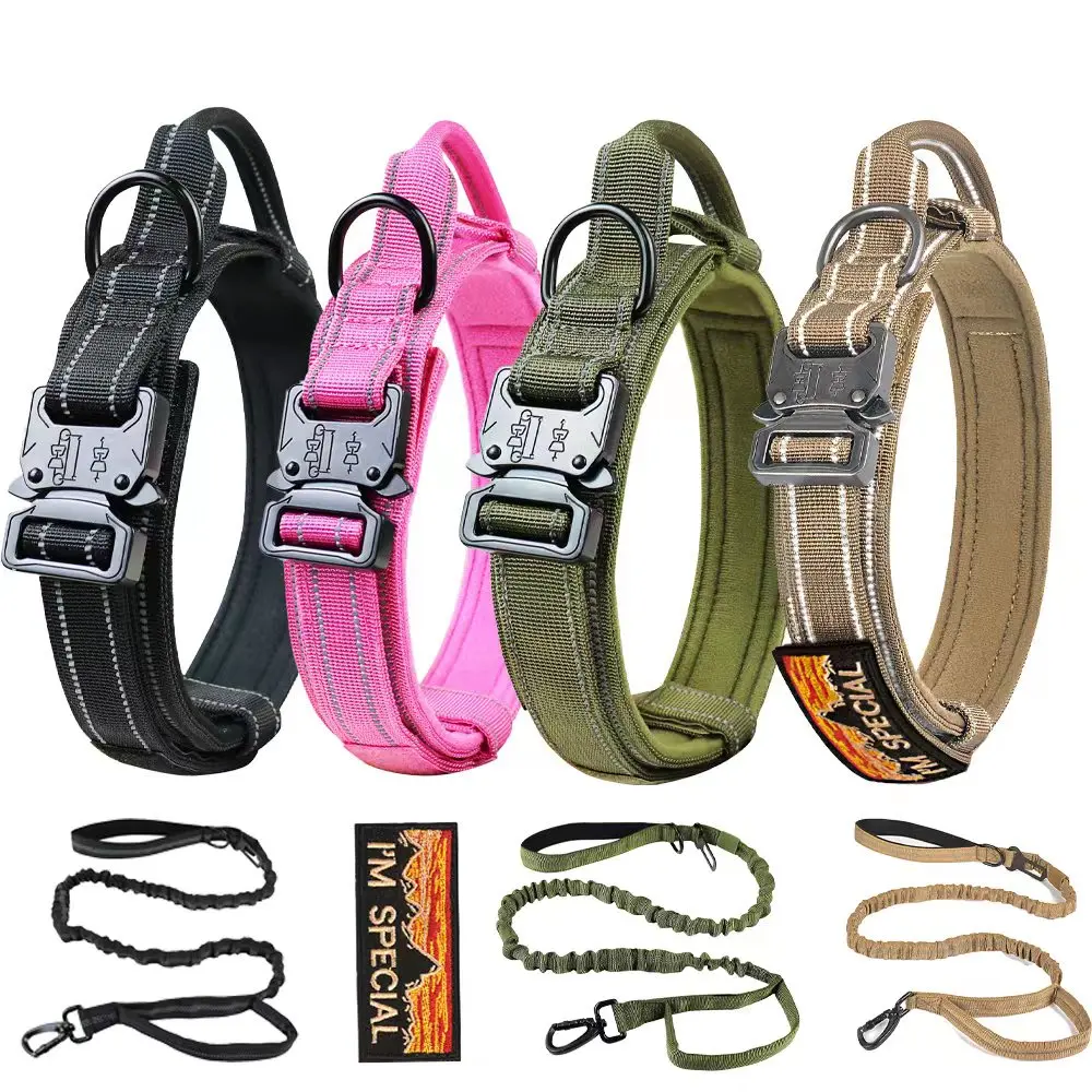 Tactical Military Dog Collar Retractable Leash Set Threetreeproduct