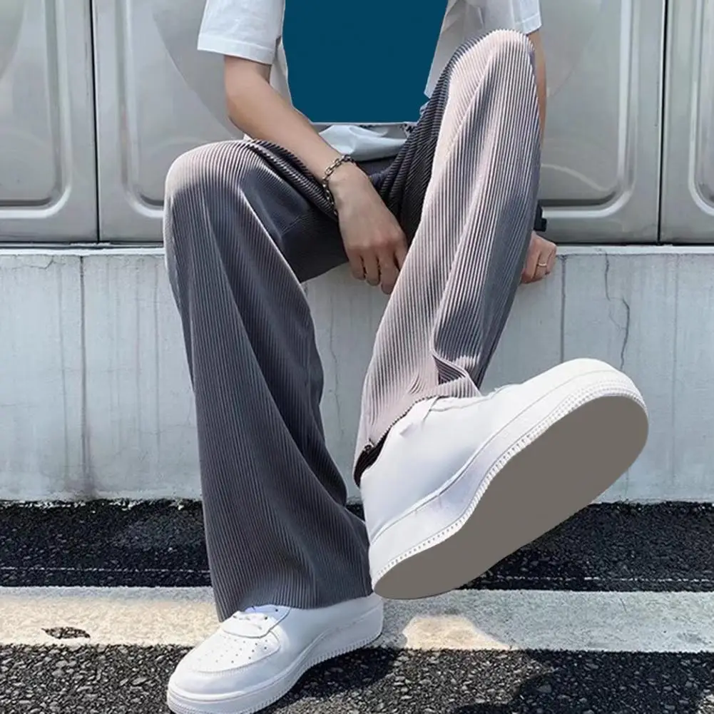 Description Picture 5 of itemMen Sweatpants Quick-drying Men's Sport Pants with Wide Leg Side Pockets for Gym Training Jogging Elastic Waist Solid Color