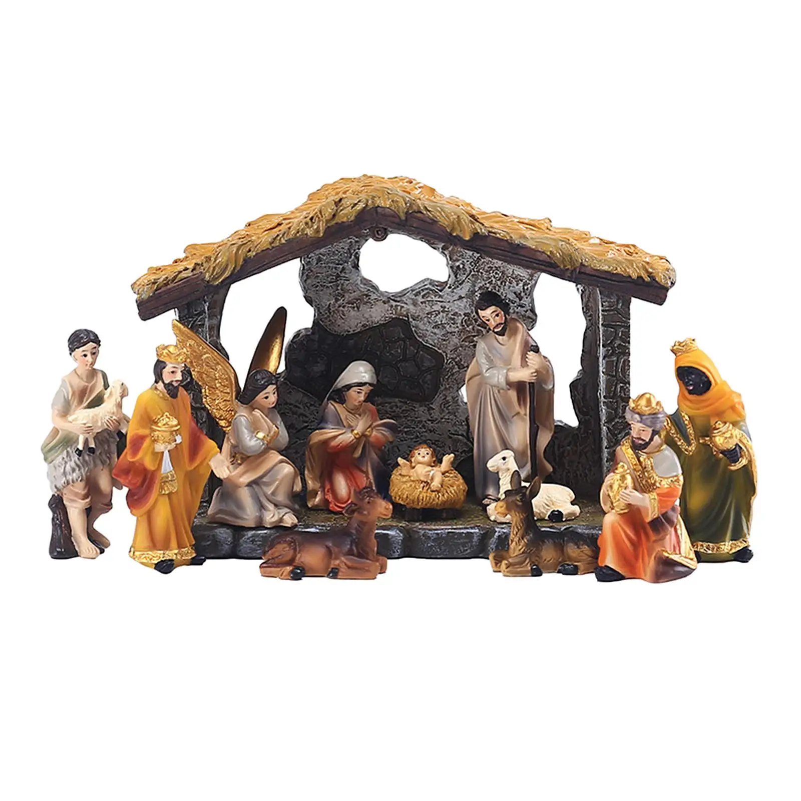 Nativity Figurines Birth of Religious Christmas Worship Table Statue