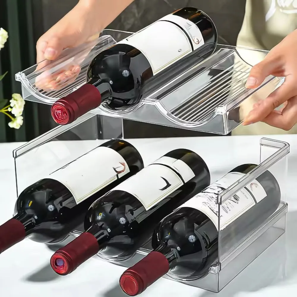 Stackable Bottle Holder Transparent Multi-storey Wine Rack Refrigerator Multi-functional Drink Organizer Acrylic Beverages Rack