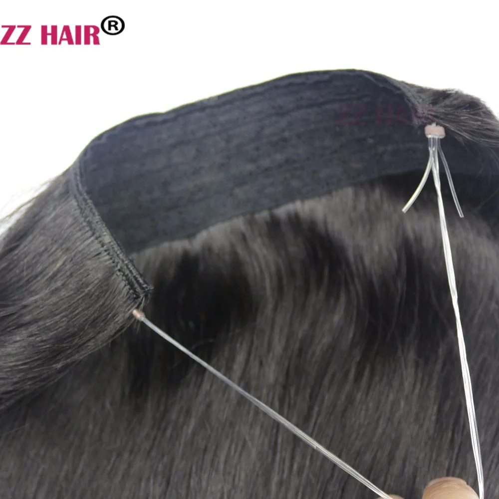 ZZHAIR Brazilian Human Remy Hair Extensions 16"-26" Fish Line 160g 180g One Piece No Clips 1pcs Set Natural Straight
