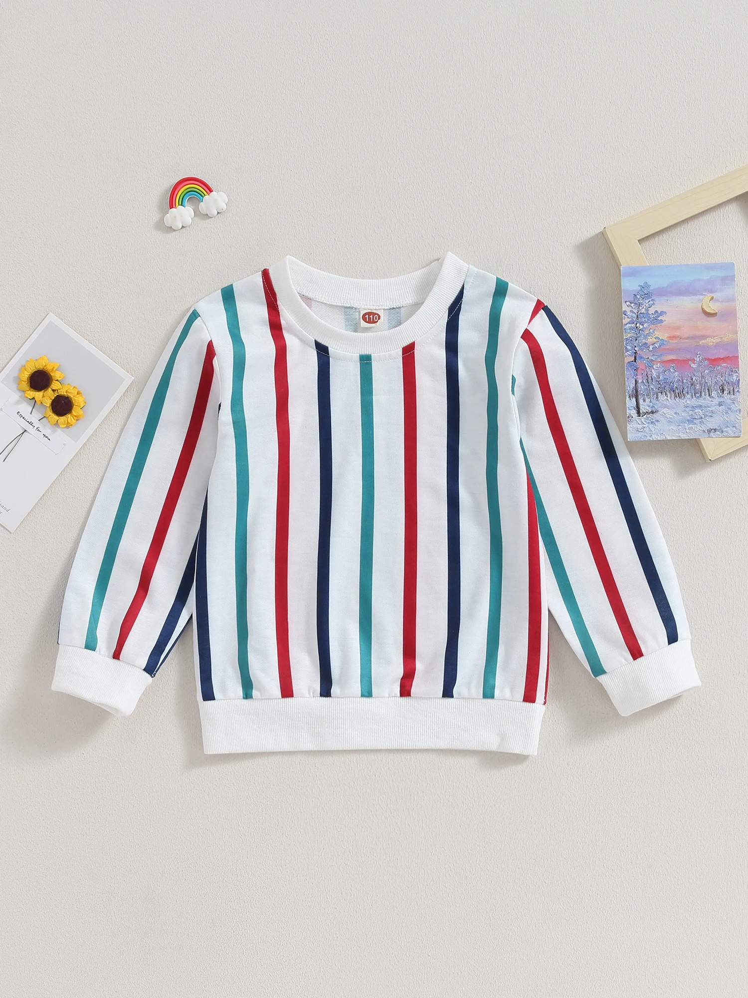 

Молодежный Цветной полосатый свитер унисекс с длинным рукавом свободный крой пуловер Рождественский Костюм