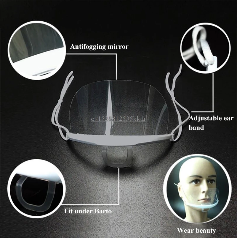 10 Pcs-60 Pcs Transparent Sanitary Open Mask For Full Face Protection Food Truck Makeup Plastic Work Face Mouth Protective Mask 4