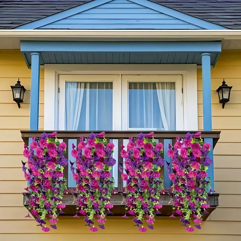 2PCS UV-Resistant Artificial Morning Glory & Eucalyptus Hanging Decor 2 S5018b106cdbc49d1adda51a5db12aea42