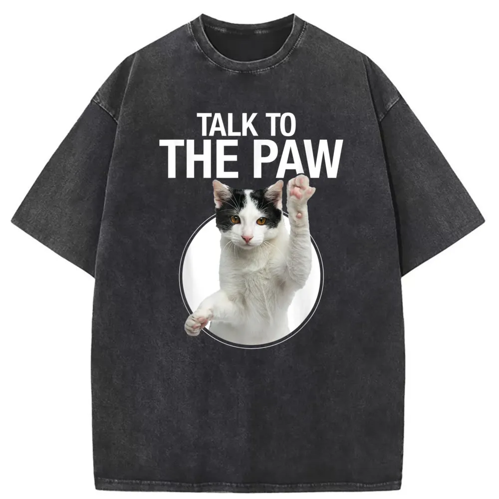 

Funny Cat Talk To The Paw Men T-shirts Leisure Summer/Autumn Youth Tshirts Men Novelty Sportswears 2023 Long Sleeve Sweatshirts