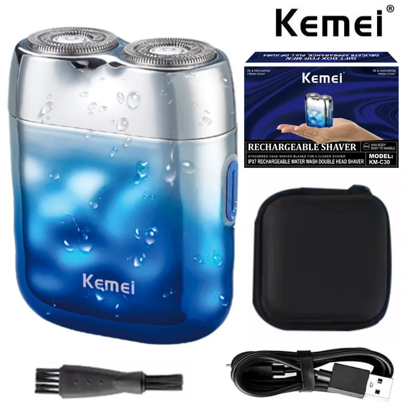 

Kemei Full Body Washing Shaver Double Knife Head Trimmer Quick Charging Mini Design Razor Men’s Electric Shaving Machine Km-C30