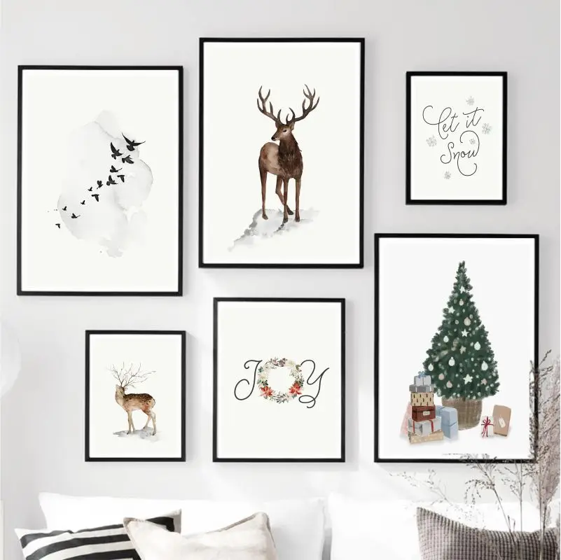 

Christmas Theme Wall Sofa Corridor Background Hanging On The Wall Nordic Print Art Canvas Poster For Living Room Decor Home Wall