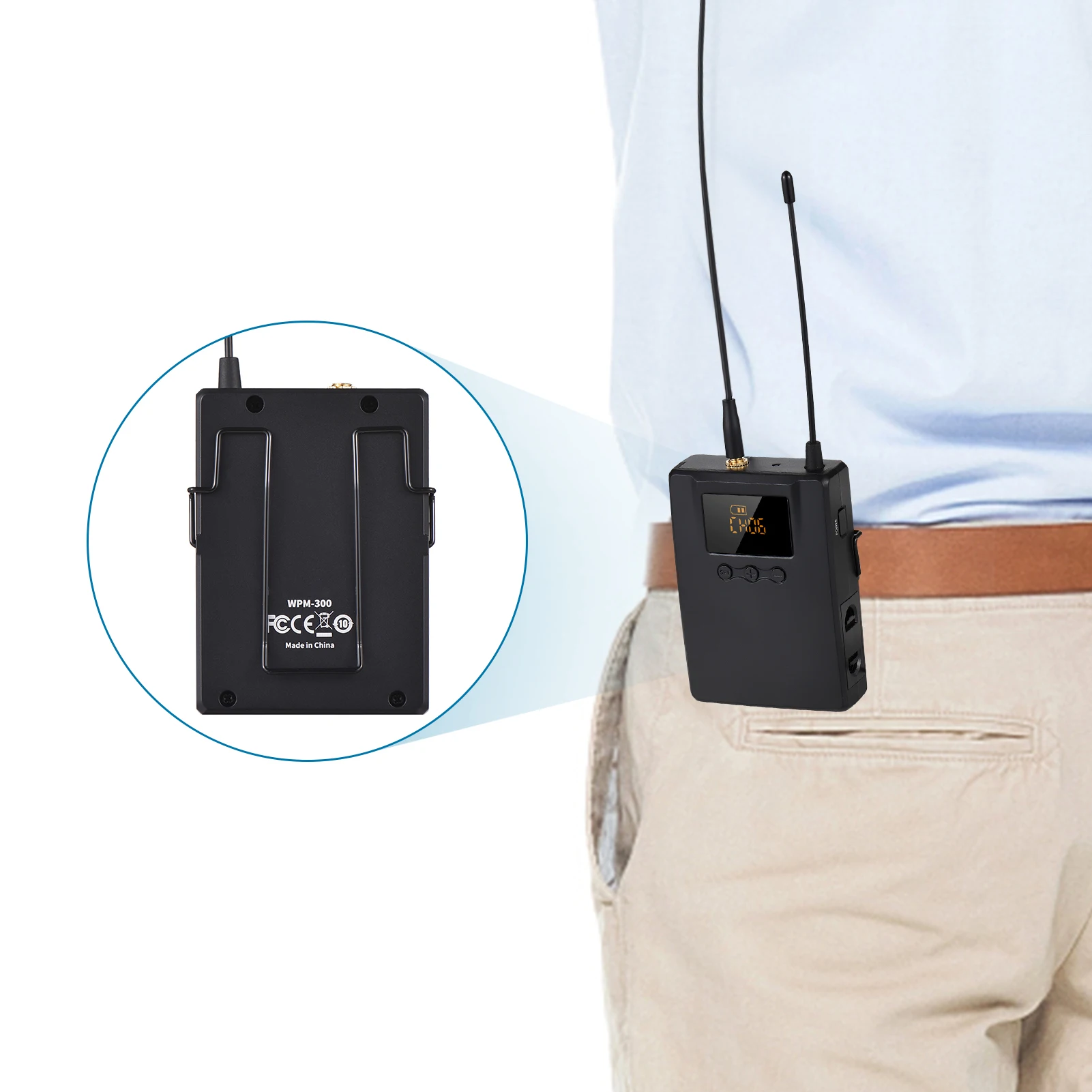 TAKSTAR WPM-300R Wireless Audio Receiver with In-ear Earphone UHF Bodypack Receiver LED Digital Display for Stage Studio