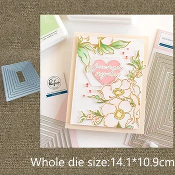 Nuovo Design Stencil in Metallo per Artigianato, Fustella Rettangolare con Cucitura Diagonale, per Scrapbooking, Carta, Cartoncino, Lavorazione a Rilievo
