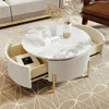 31.5 Modern Round Coffee Table with 2 Large Drawers Storage Accent, Off White 1