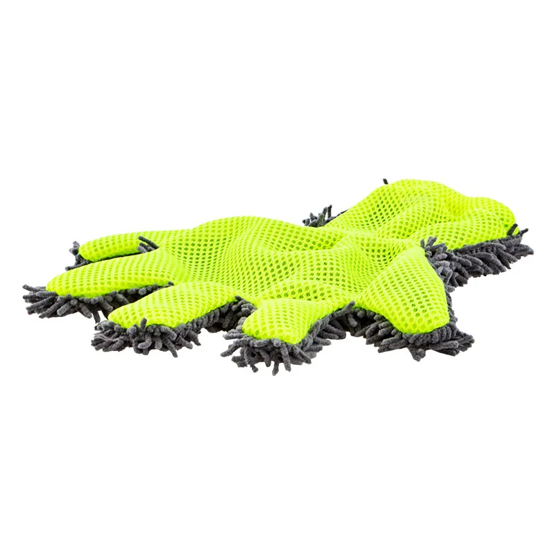 Rich Velvet Five Finger Car Wash Gloves Coral Insect Chenille Double-sided Car Cleaning Gloves Wash Accessories