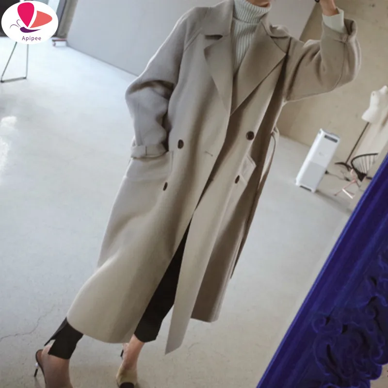 

2023 Spring Autumn Winter Women's Double Snap Loose Long Classic Windbreaker Coat Jacket Women's Fashion Jacket