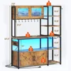 Itaar Bakers Rack with Power Outlet and LED Light, 45.3 Inch Farmhouse Coffee Bar Cabinet, Kitchen Microwave Stand with Storage 2