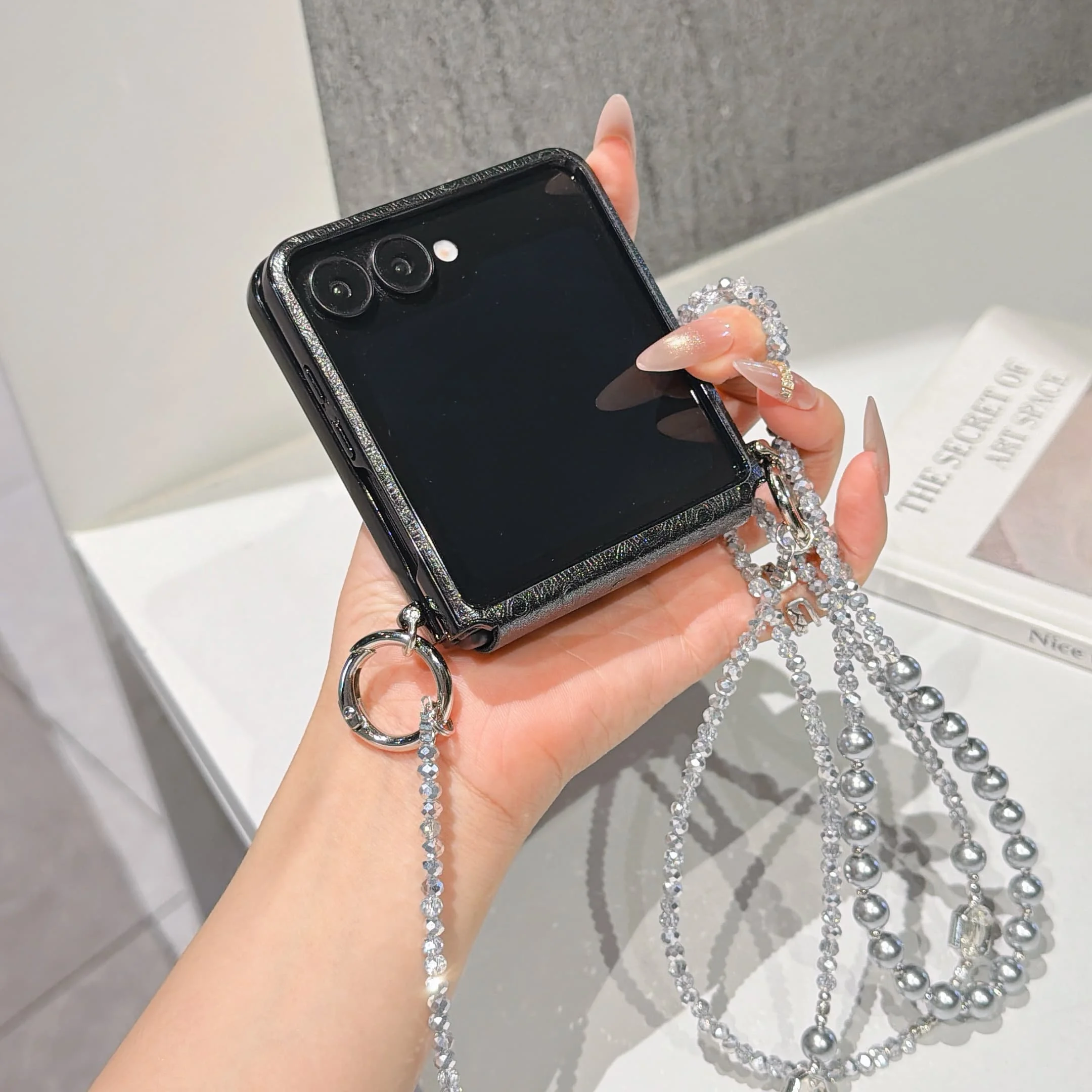 Premium PU Leather Crossbody Phone Case with Hinge Protection and Bracelet Strap