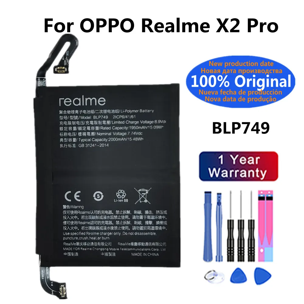 

New BLP749 Original Battery For OPPO Realme X2 Pro X2Pro RMX1931 4000mAh Mobile Phone Replacement Battery Bateria Fast Shipping