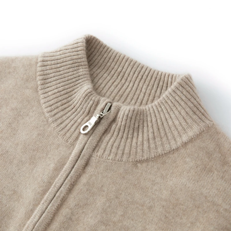 Men's Winter Cashmere Sweater Medium Thick Half High Collar Half Zipper Classic Loose Sweater 100% Cashmere Knitted Top 5