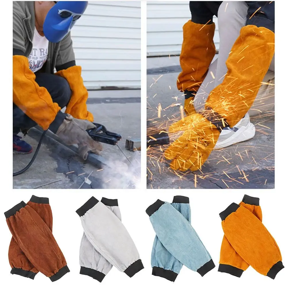 

Multicolor Work Safe Arm Sleeves Cow Leather Thermal Insulation Welding Armsleeves Anti Scalding Wear Resistance