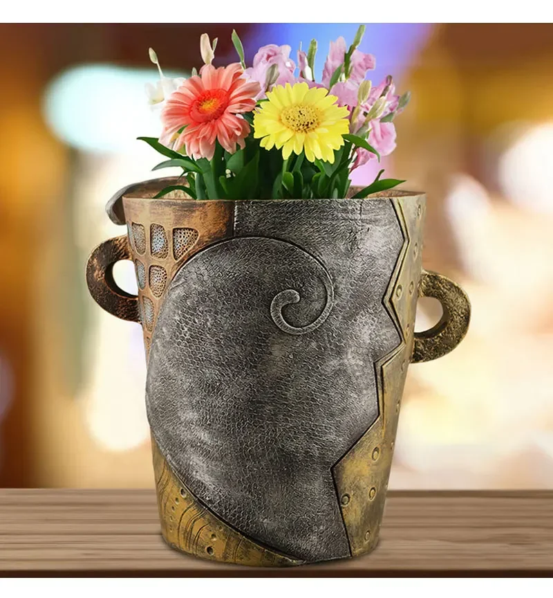 Resin Retro Face Colorful Abstract Succulent Flower Pots Ornament Antique Flower Vase Potted Plan Container Garden Decoration