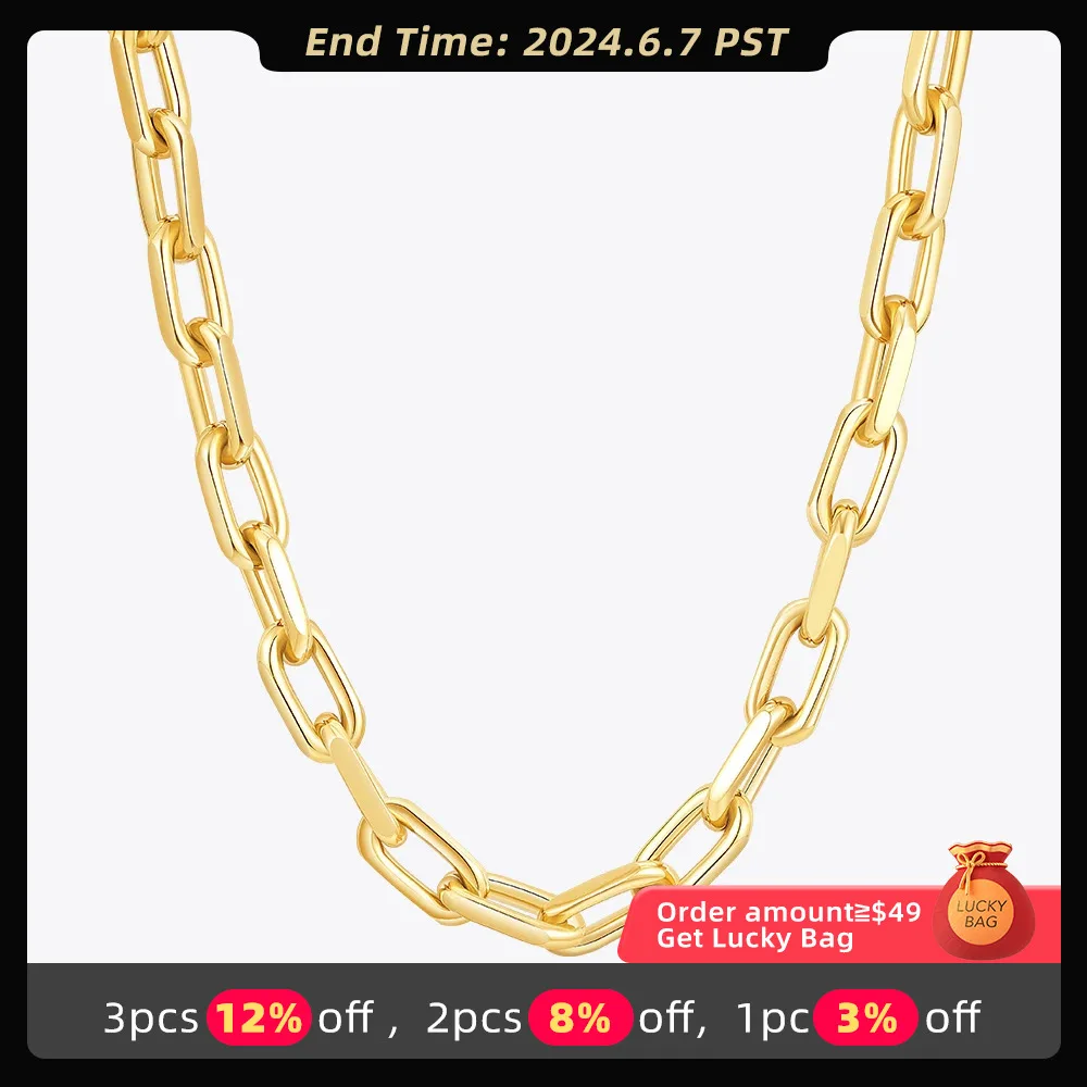 ENFASHION Collares Para Mujer Big Link Chain Oval Necklace For Women's Stainless Steel 18k Gold Plated Jewelry Party Gift 243448