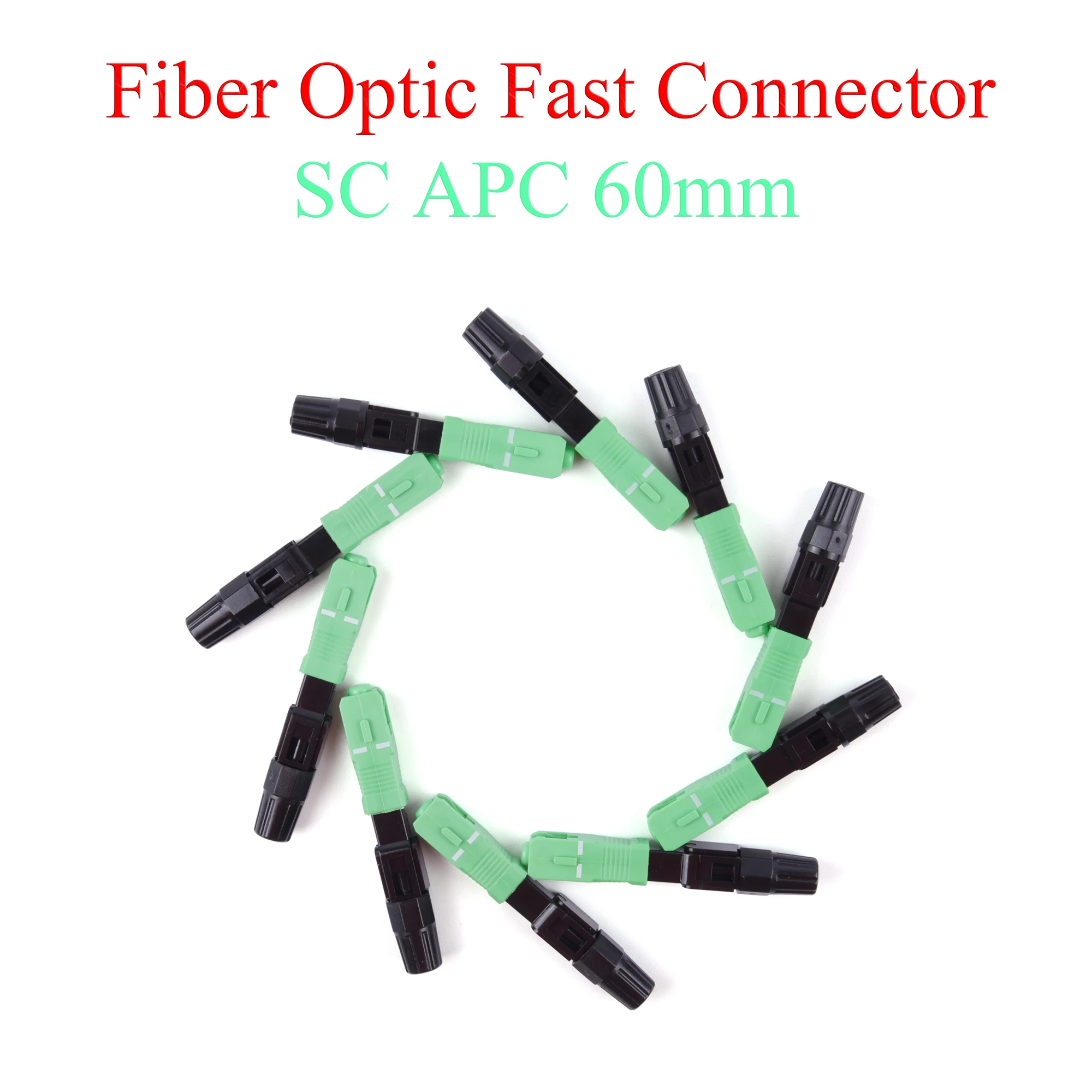 10-400Pcs Embedded Fiber Optic Fast Connector-APC SC Plug, Single mode, 55mm/2.17in, Quick Field Assembly