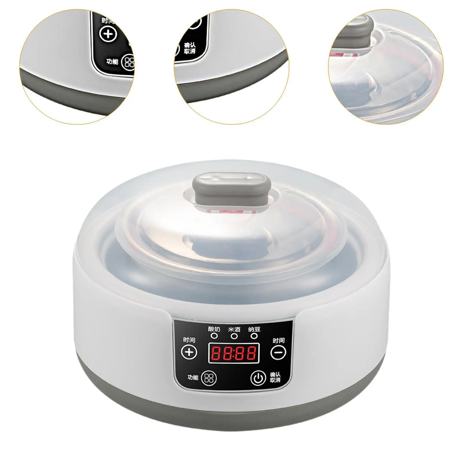 Yogurt Maker Homemade Low Noise Multifunctional Household Constant Temperature Control DIY Natto Maker Stainless Steel Inner Pot